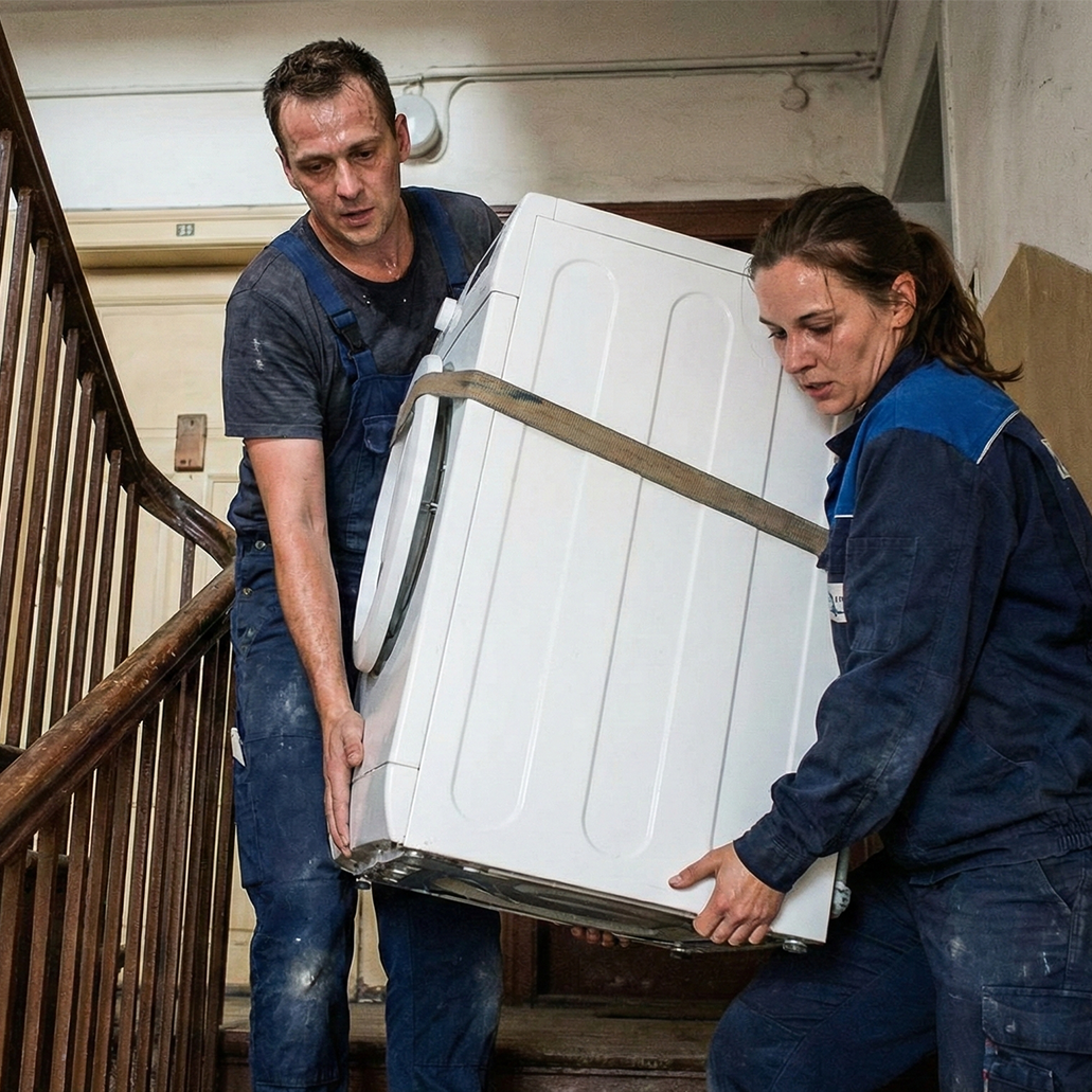 Waschmaschine hochträgen